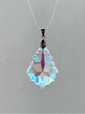 Genuine Swarovski Baroque Crystal Pendant Sterling Silver 925 Bail Iridescent AB